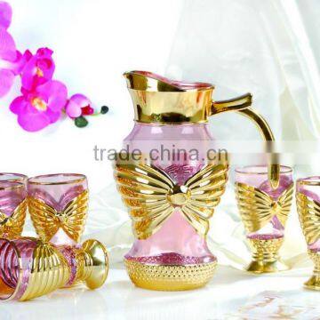 golden design 7pcs drinking glass water jug cup set