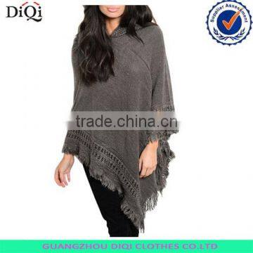 sweater 2016 women's snug and warm crochet hooded gringe wrap shawl poncho