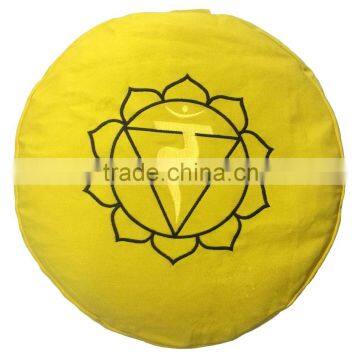 Solar Plexus Chakra embroidered Designed Buckwheat filled Zafu