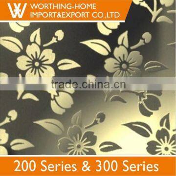Factory Direct Sales 1240mm Width 0.3mm SUS 201 Etched Decorative Stainless Steel Sheet
