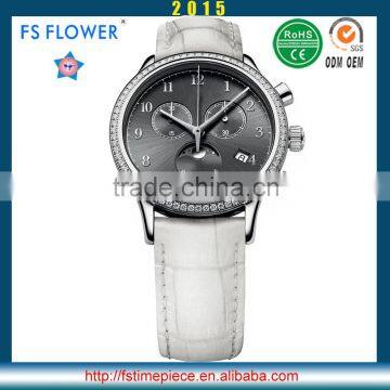 FS FLOWER - Chinese Wholesale Unisex Women Men Watches Luxury Japan Moonphase Chronograph Movt Watches photo-2