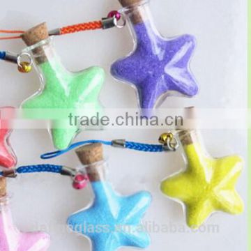 Star shape glass vials mini message in small glass bottles with cork