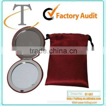 leather cosmetic mirror drawstring pouch,mini drawstring pouch,small drawstring pouches