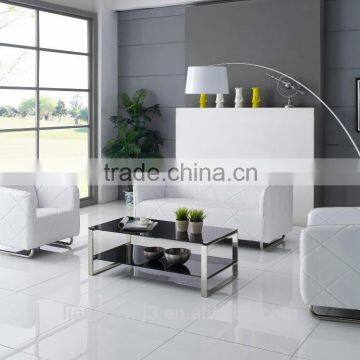 S818 Top Grade Office Leather Sofa With Oil Leather and Stainless Steel Leg