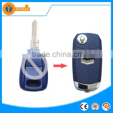 1 button blue color ABS folding remote key case with uncut blade with logo for fiat brava marea croma idea