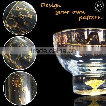 Lead-free Crystal Gold-Rimmed Tableware Bottom 24K Gold Foil Filled Unique Salad Bowl