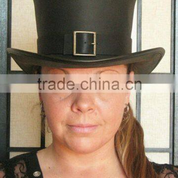 Steampunk Hat Classic Explorer Vintage Buckle Leather Standard SHORT Top Hat