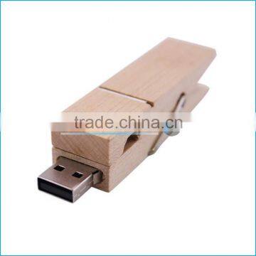 Custom Engraving Logo Wood Usb Flash Drive Wooden Clip USB Key Thumb Drive 2.0 Bulk 4GB/16GB/32GB/64GB/128GB photo-3