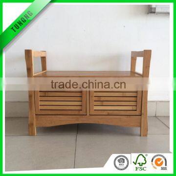 Bamboo Shoe Storage Rack Bench With White Sponge Mat photo-5