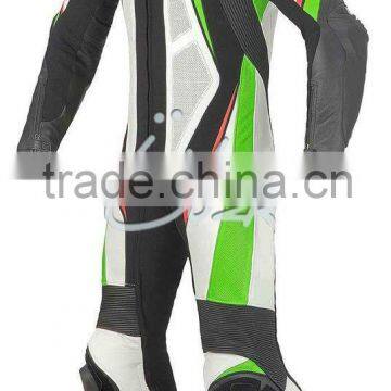 Spyke BLINKER RAC Leather Motorcycle Suits for Men,Motorbike Racing Leather Suits,Neon Green Leather Motorbike Racing Suit