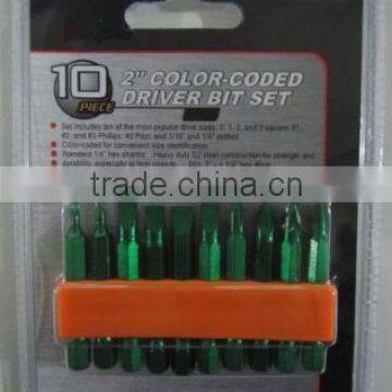 10pcs 2" Color-coded Driver Bit Set