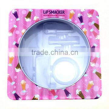 facial mask tin metal box with clear window