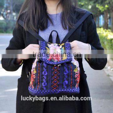 Hot Sale Customized Vintage Canvas Backpack For Women, Vintage Soft Backpack Canvas Embroidery photo-3