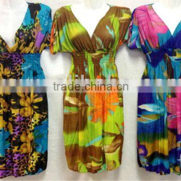 Wholesale V Neck Classic Knee High Short Dresses Pink Blue Purple Brown