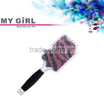 m MY GIRL top quality magic hair brush zebra type bling crystal resin hair brush beautiful star hair straightener comb