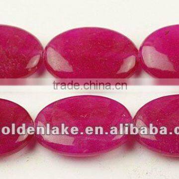 Dyed Fuchsia Jade Puffy Oval Beads