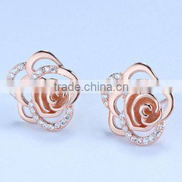 SCI152 Rose Flower Sterling Sliver Earring 2016 photo-3