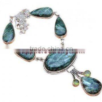 High End!! Seraphinite Jewellery H679 Jewelry Tools Silver Drop Earrings Aquamarine Rings