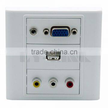 VGA, 3.5mm audio, AV wall face plate with backside female to female connector