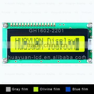 16 characters 2 line lcd module with LED,Y-G,White Backlight