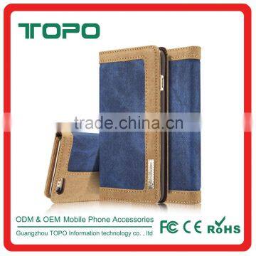 Fashion Denim Wallet Flip Mobile Cowboy Leather Soft TPU Phone Covers Case With Card and Photo For Iphone 6 6s Plus photo-5
