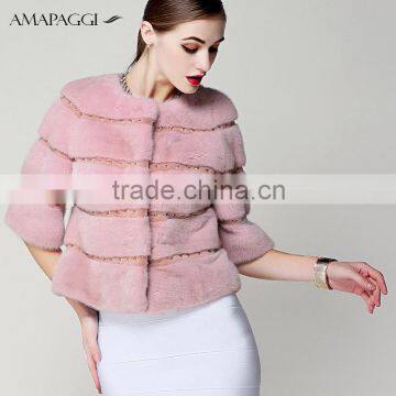 China mamfacture pink mink fur coats jackets for women