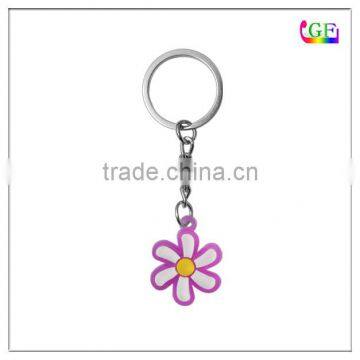 Soft pvc keychain pet keyring rubber flower silicon keychain