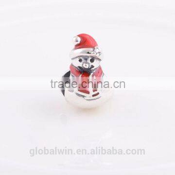 Wholesale Snowman Charm 925 Sterling Silver European Charm Bead Fit Snake Chain Bracelet Women Jewelry photo-2
