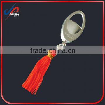 Custom Your Logo Red Leather Tassel Keychain