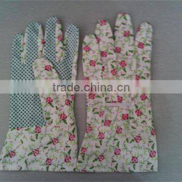 colorful printing PVC dotted cotton colorful women garden gloves