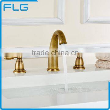Professional Design 3 PCS Bathroom Faucet Antique Brass