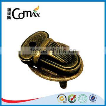 fashion antique brass metal push button insert lock for handbag