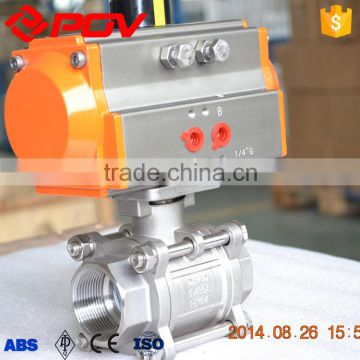 Single acting thread 3pcs pneumatic ball valve