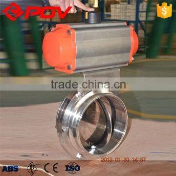 ss304 sanitary pneumaitc butterfly valve clamped type double acting