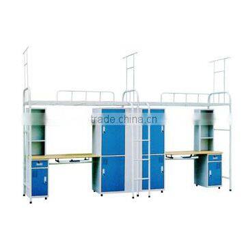 Steel School Students Loft Bunk Bed With Clothes Closet and Desk photo-3