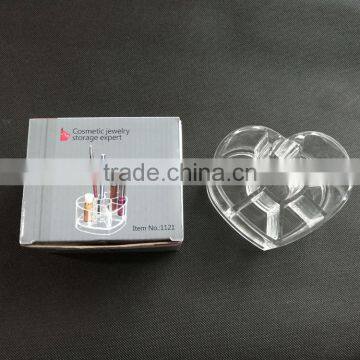 Wholesale Innovative Household Heart Shape Clear Cosmetic Acrylic Makeup Organizer With 8 Grids