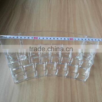 Wholesale Fan Shaped Clear Cosmetic Acrylic Makeup Organizer With 18 Grids for Store Jewelry Cosmetic