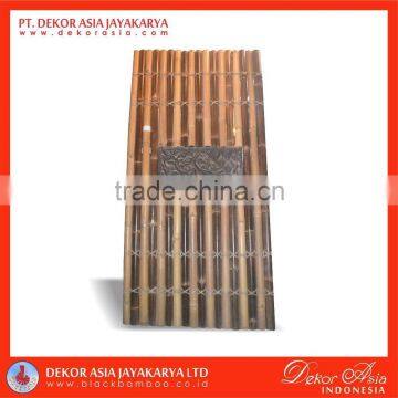 Black Bamboo, Natural half fence with 4 back slats, decorative inserted and cream rope