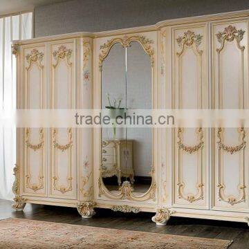 European Painted Triple Door Wardrobe, French Rococo Style Three Doors Wardrobe photo-6