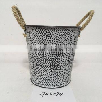 Black 10" French Decorative Powder Coated Galvanized Metal Flower Bucket for Home & Garden photo-4