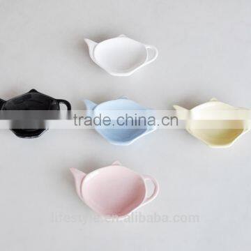stoneware tea bag holder with solid color