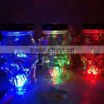 Colorful Skull Head Shape Glass Drinking Cup; Skull Head Glass Mason Jar photo-3