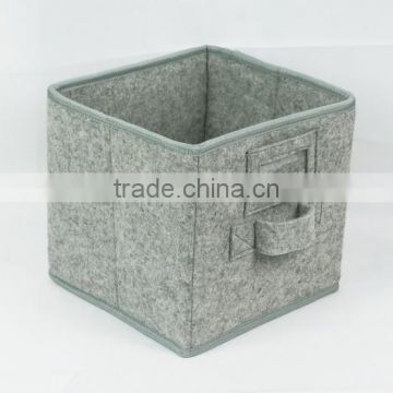 Folding Grey Felt Open Top Storage Box With Handle(Small)