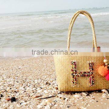 Straw Beach Bag/ Beach Tote Bag/Pompom Beach Bag, Nice Decoration photo-2
