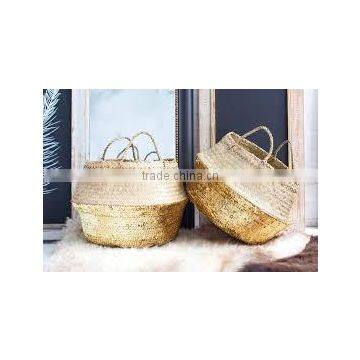 Gold Sequin Belly Basket, Storage Sea Grass Basket photo-3