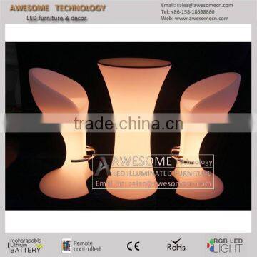 Pink Plastic Led Bar Stool and Romantic Cocktail Bar Table photo-2