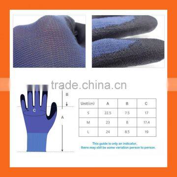 18 Gauge Ultra Lite Black Polyurethane Coated Gloves,Blue Nylon Working PU Gloves,Safety PU Palm Fit Gloves photo-3