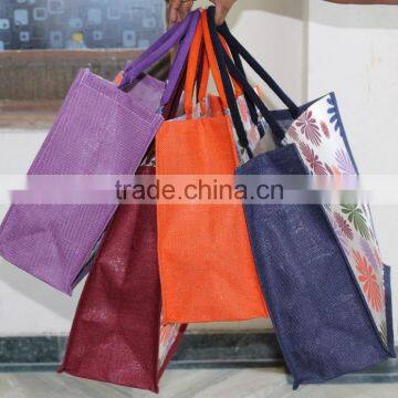 Customize Biodegradeable Flora Print Jute Tote Bag With Padded Rope Handle photo-5