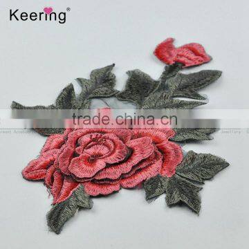 25*18.5 Flower Motif Lace Applique Iron On Embroidery Patch for Garment Accessories photo-4