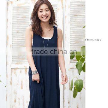 ladies plain long dress&sleeveless elegant dress